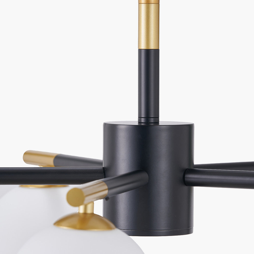 Wanda White Orb and Black Metal 5 Light Pendant