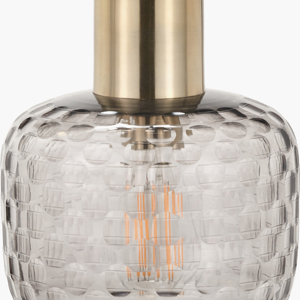 Camille Smoke Grey Circle Design Handcut Glass Pendant