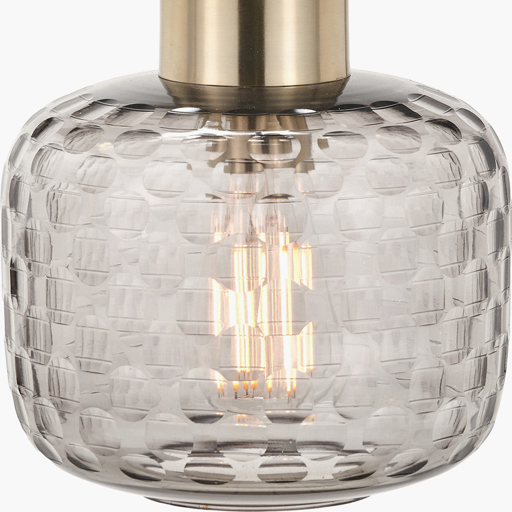 Camille Smoke Grey Circle Design Handcut Glass Pendant