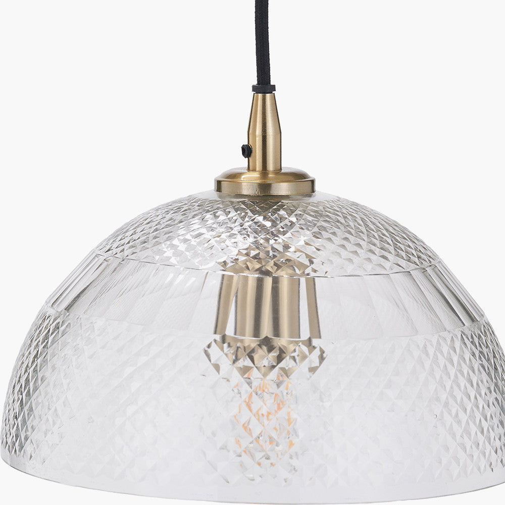 Giselle Diamond Design Clear Handcut Glass Dome Pendant