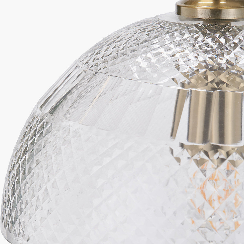 Giselle Diamond Design Clear Handcut Glass Dome Pendant