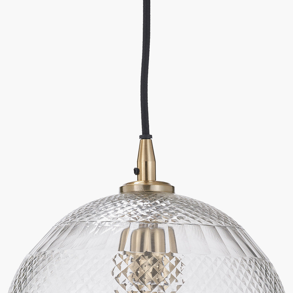Giselle Diamond Design Clear Handcut Glass Dome Pendant