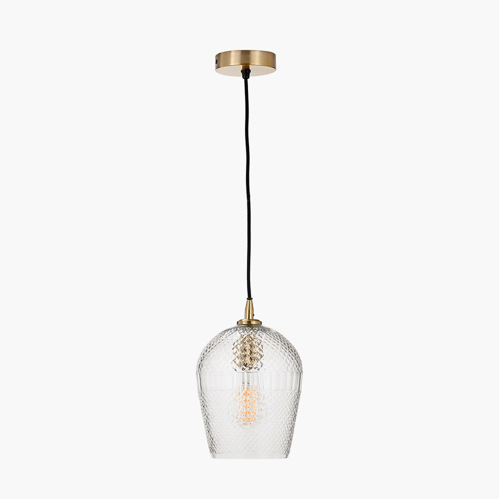 Giselle Diamond Design Clear Handcut Glass Pendant