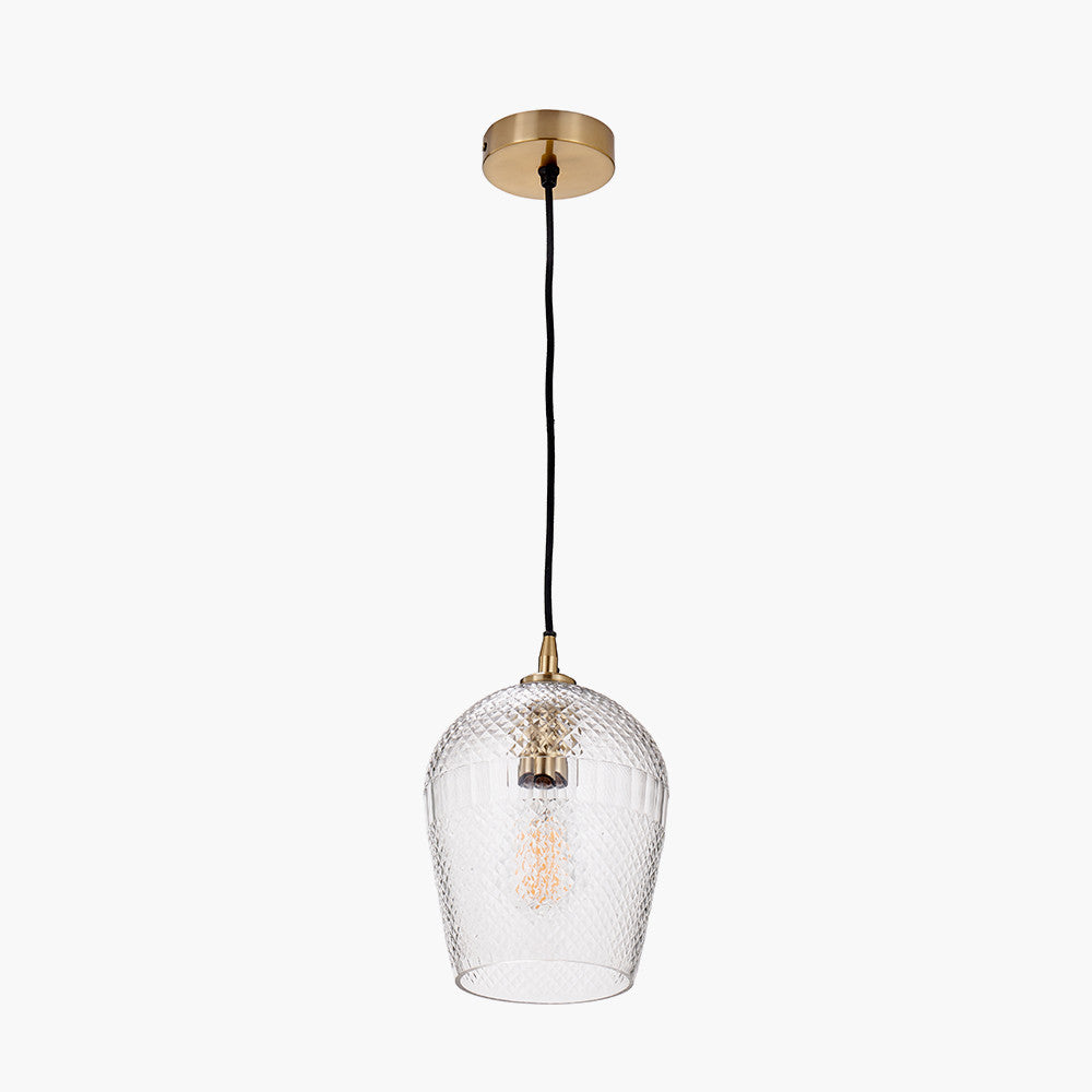 Giselle Diamond Design Clear Handcut Glass Pendant