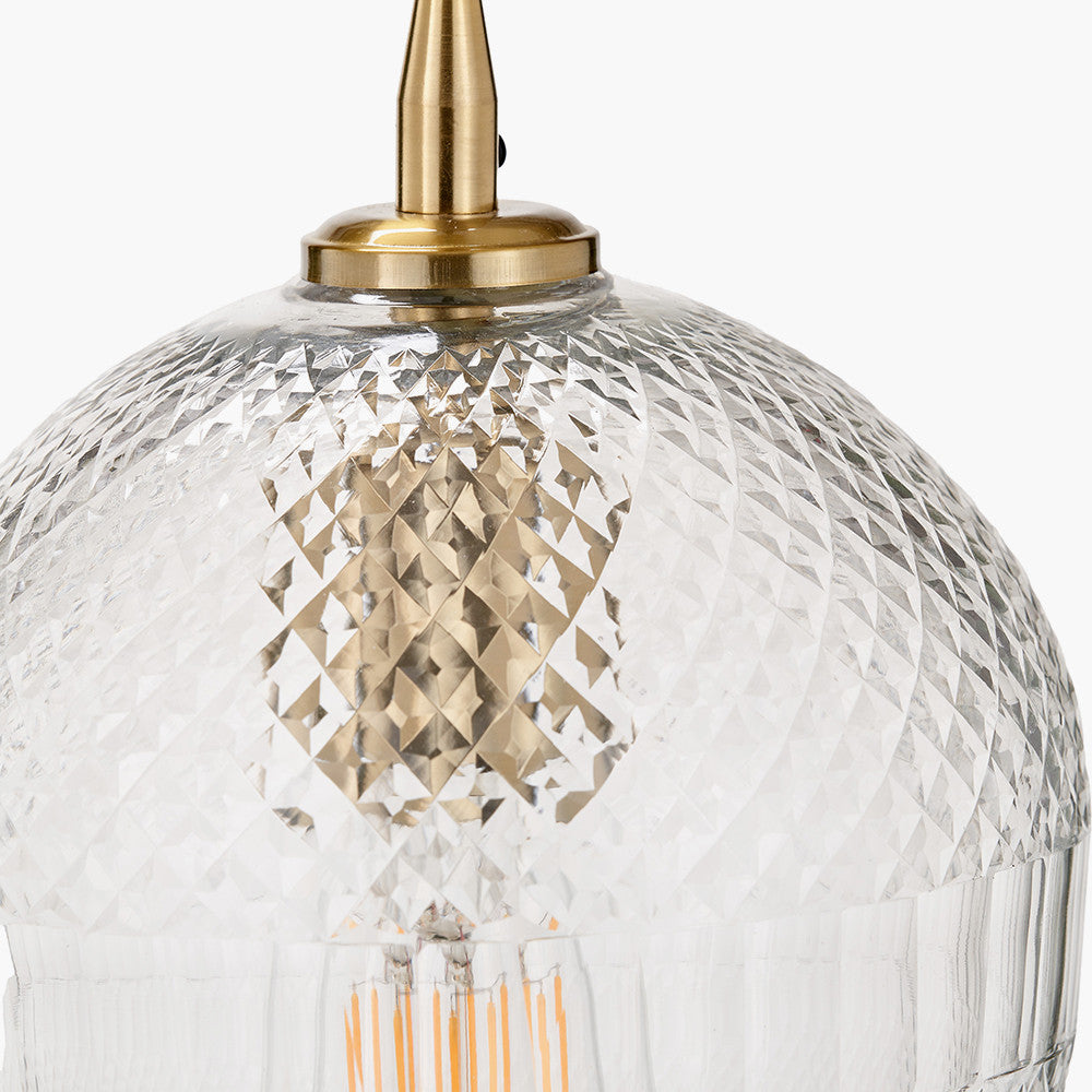 Giselle Diamond Design Clear Handcut Glass Pendant