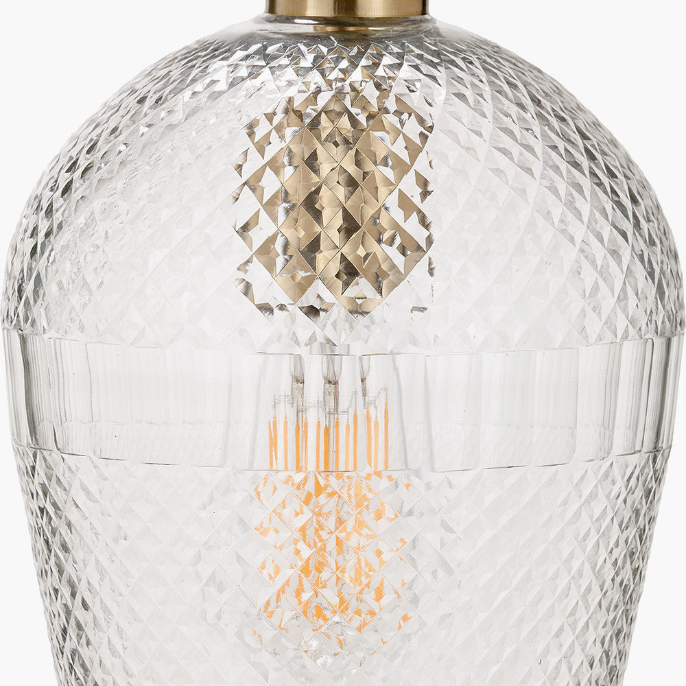 Giselle Diamond Design Clear Handcut Glass Pendant