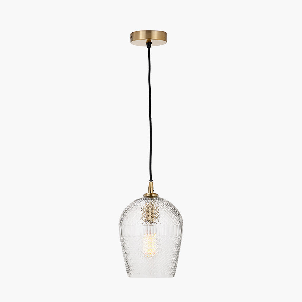 Giselle Diamond Design Clear Handcut Glass Pendant