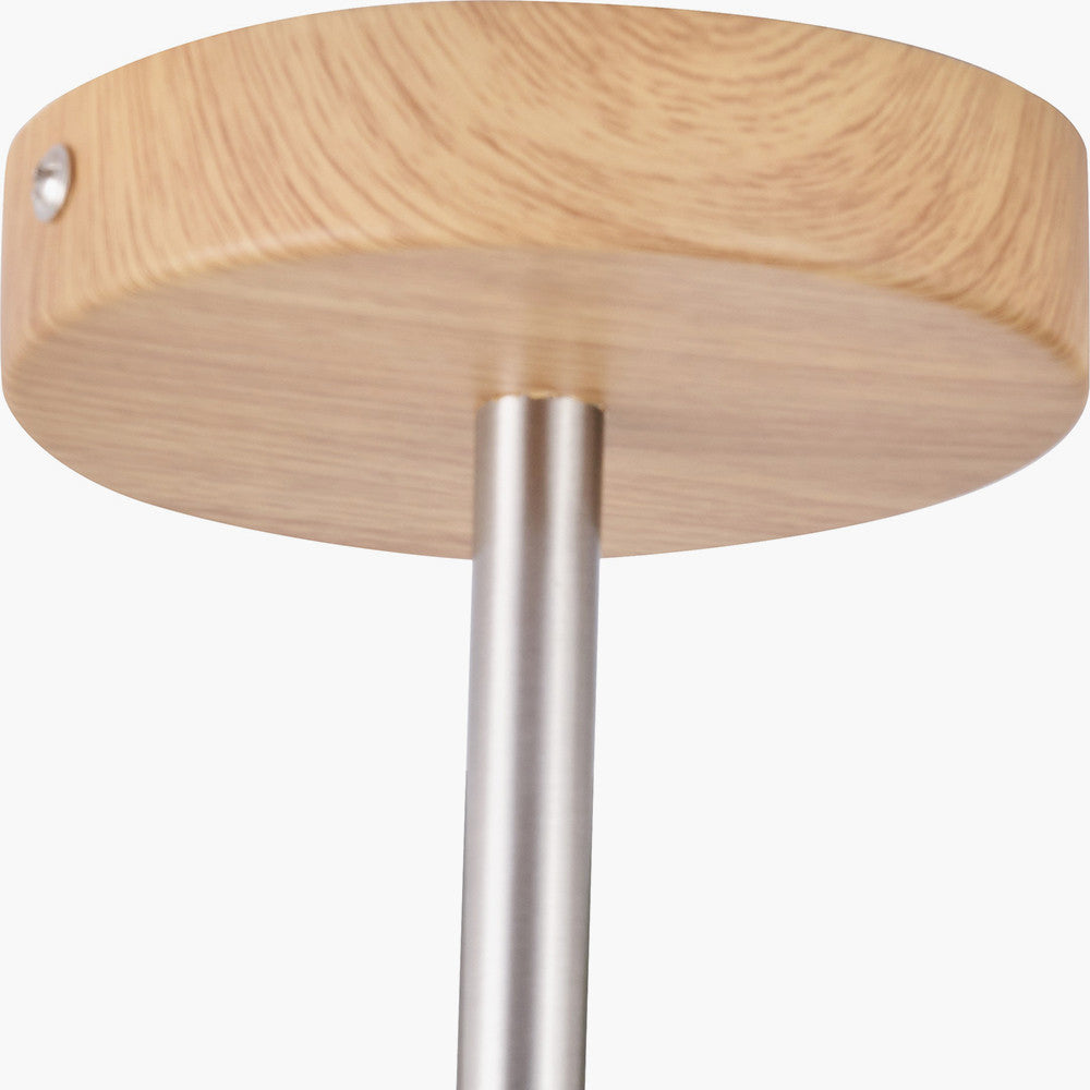 Bonham Natural Wood Veneer and Silver Metal 3 Light Pendant