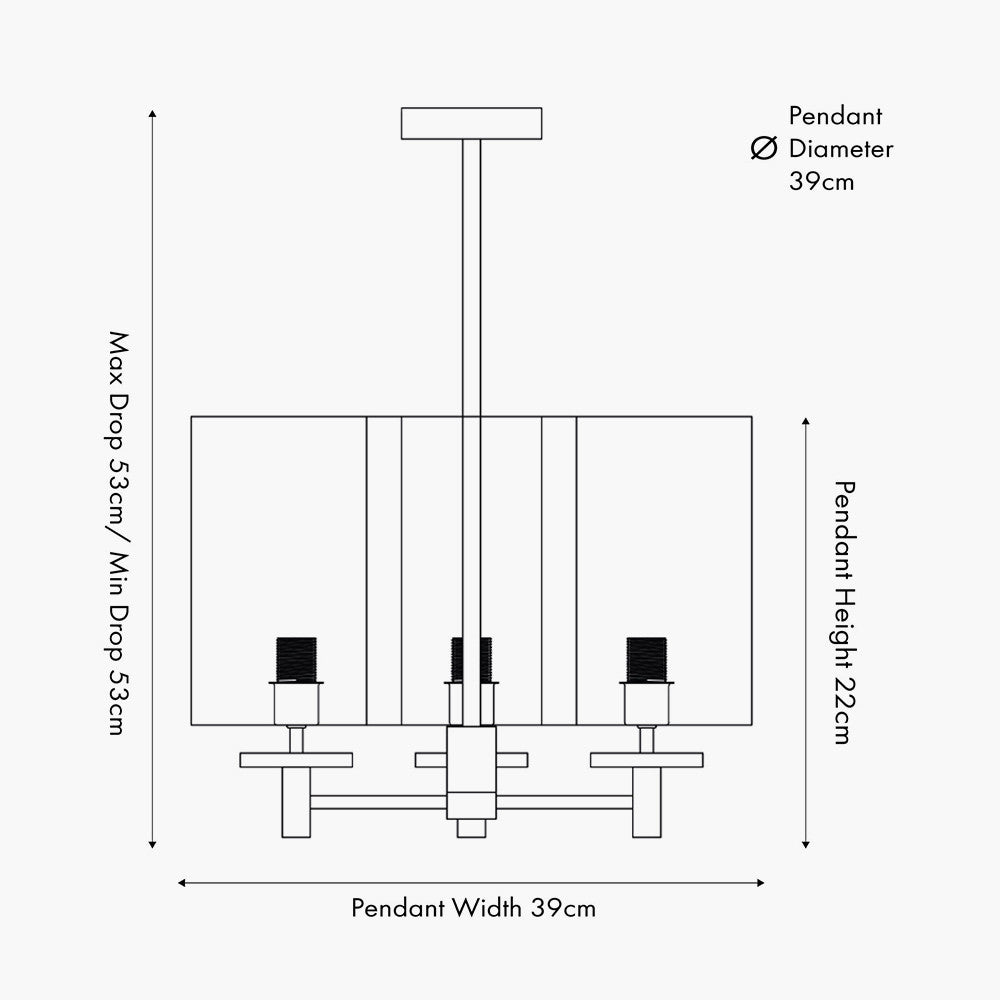 Bonham Natural Wood Veneer and Silver Metal 3 Light Pendant