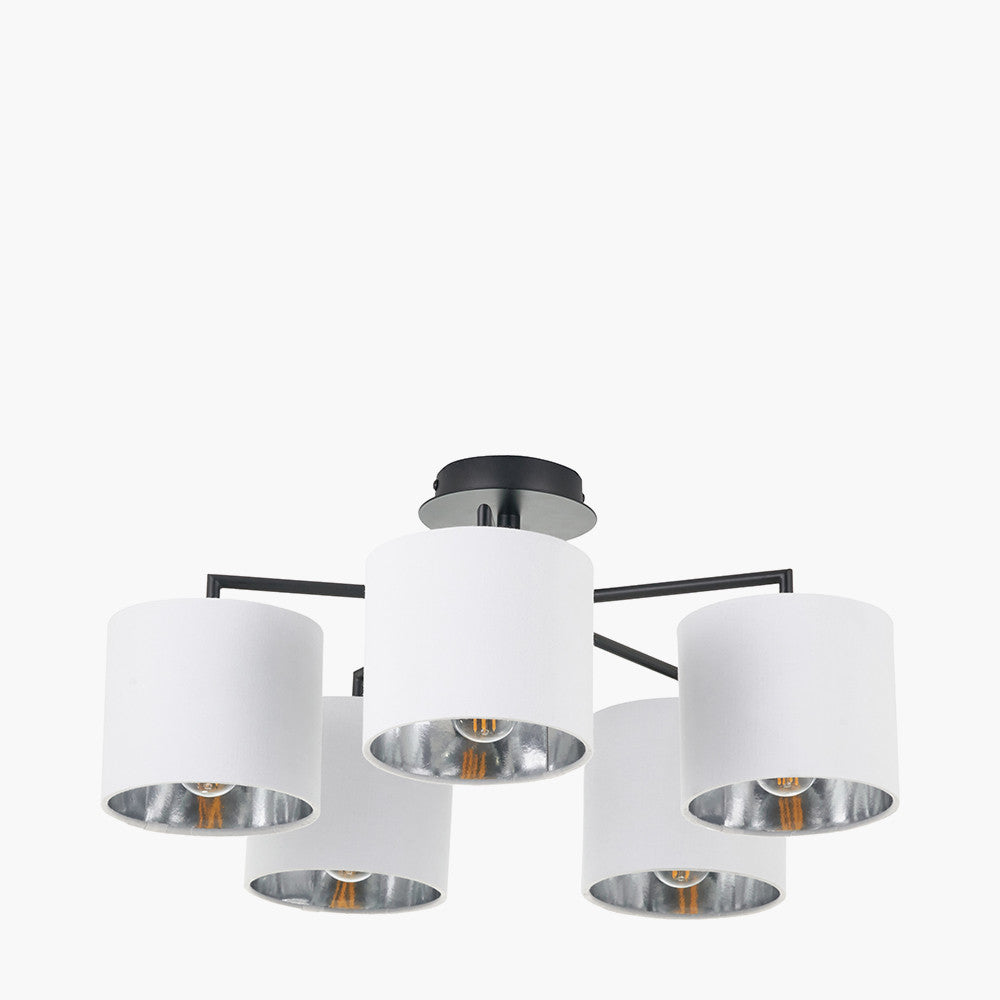Elin Matt Black and Ivory 5 Light Pendant