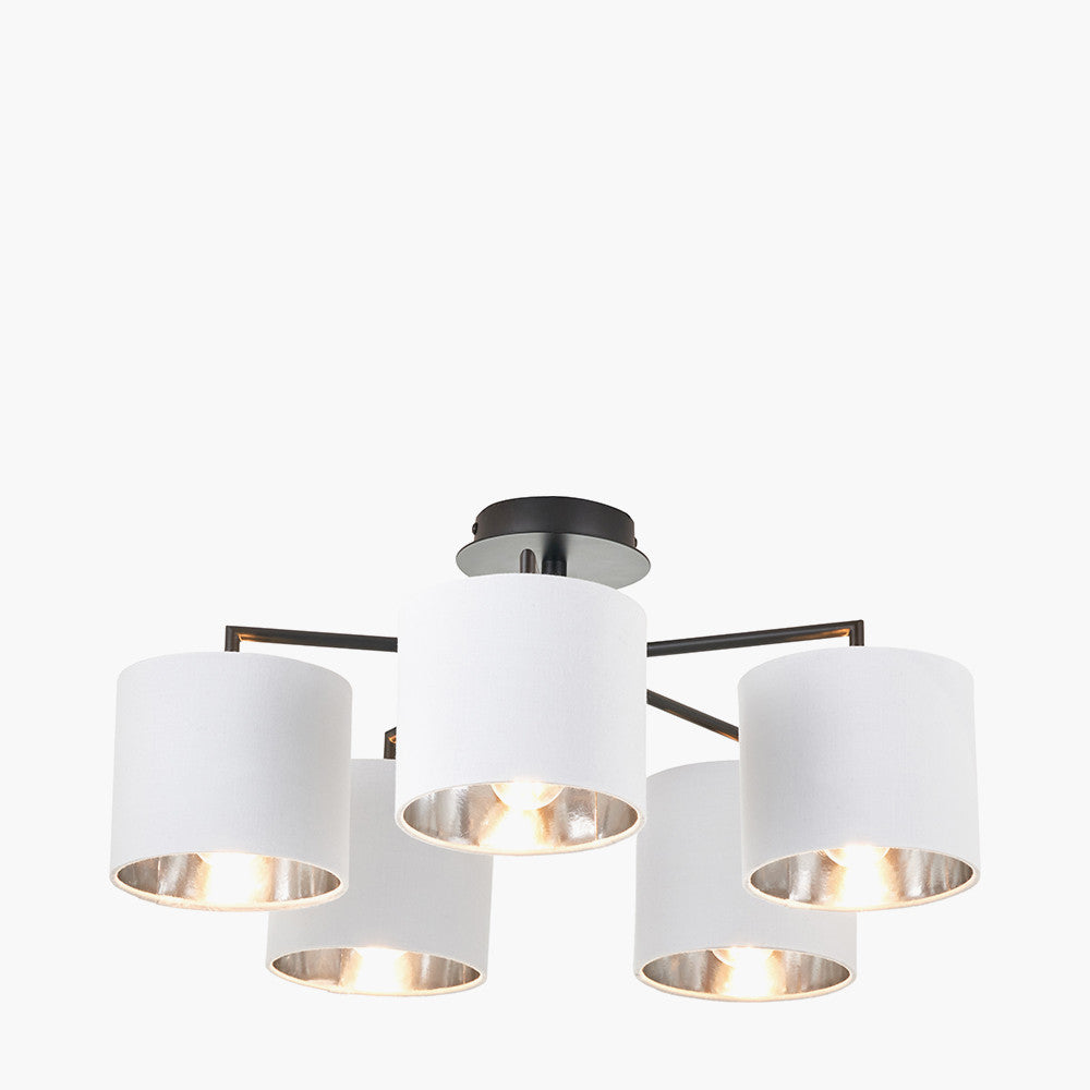 Elin Matt Black and Ivory 5 Light Pendant
