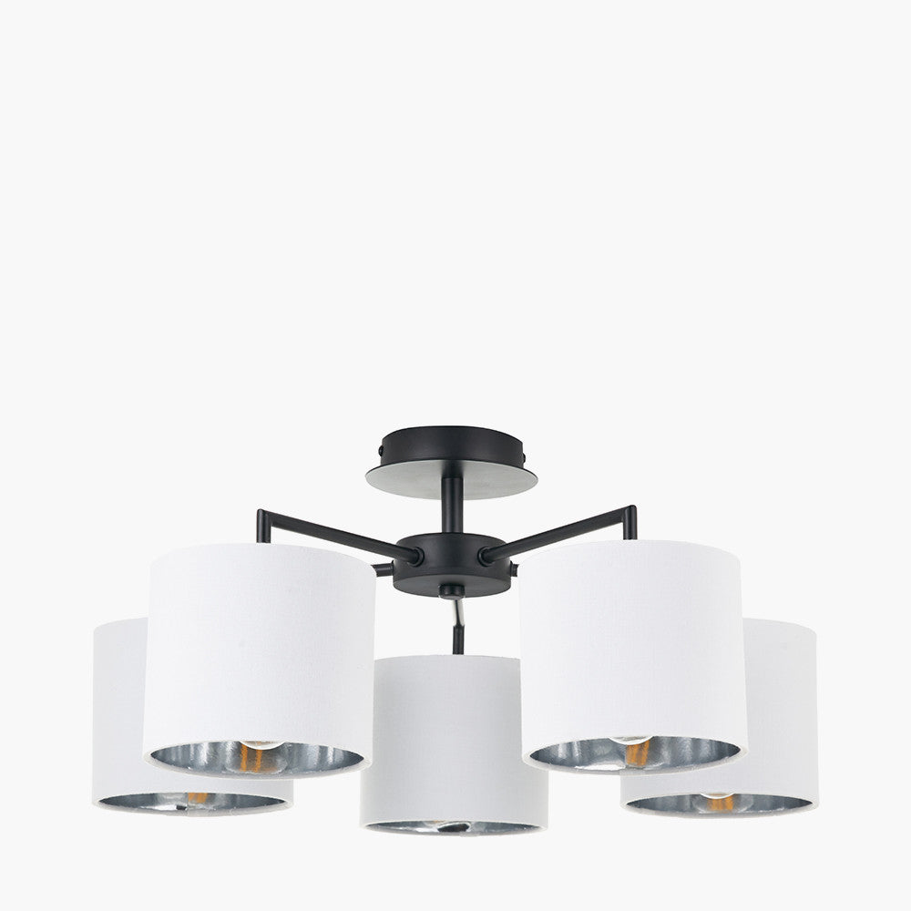 Elin Matt Black and Ivory 5 Light Pendant