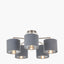 Elin Brushed Silver and Steel Grey 5 Light Pendant