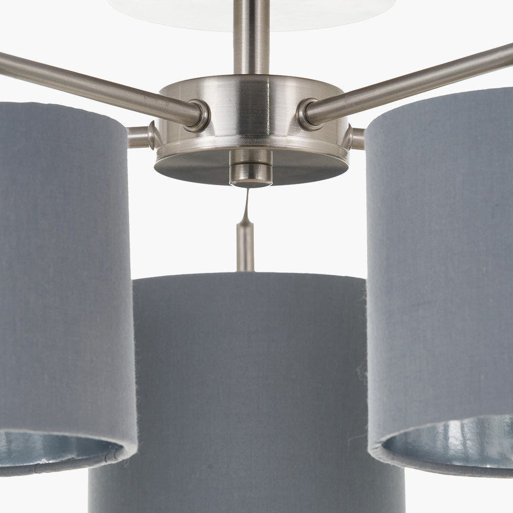 Elin Brushed Silver and Steel Grey 5 Light Pendant