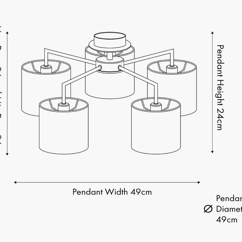 Elin Brushed Silver and Steel Grey 5 Light Pendant