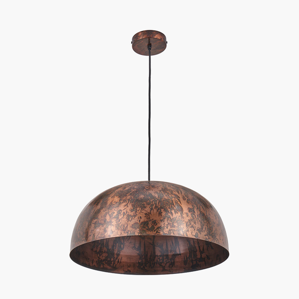 Mason Copper Effect Wide Domed Metal Pendant