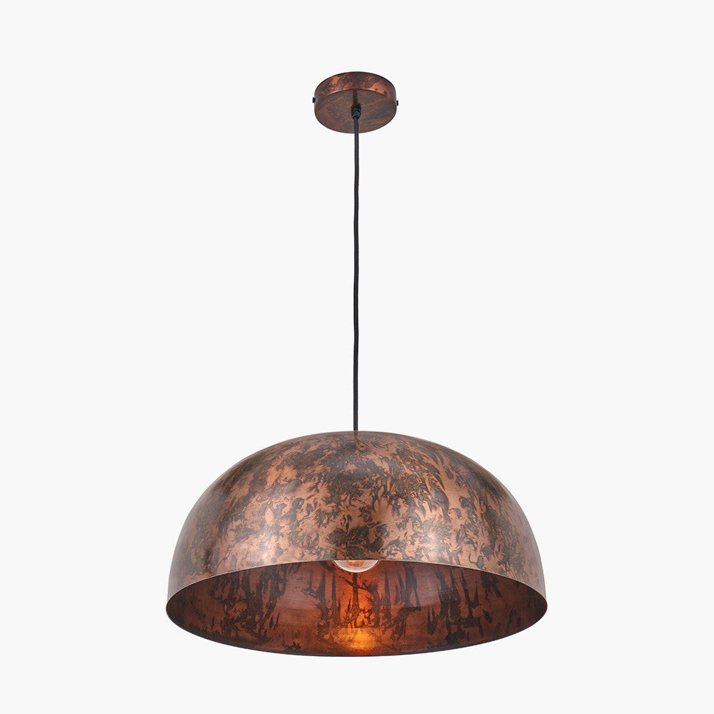 Mason Copper Effect Wide Domed Metal Pendant