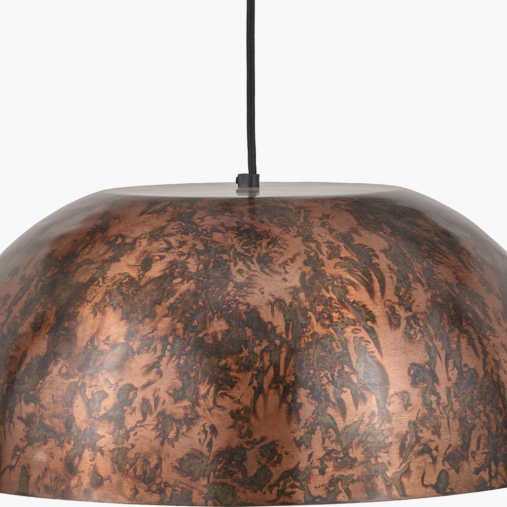 Mason Copper Effect Wide Domed Metal Pendant  | OUTLET