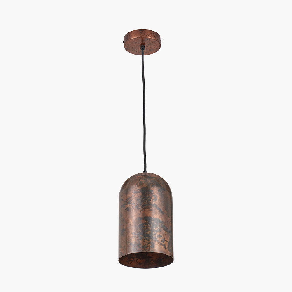 Mason Copper Effect Tall Domed Metal Pendant
