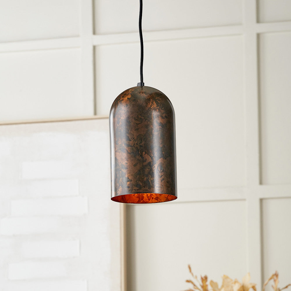 Mason Copper Effect Tall Domed Metal Pendant