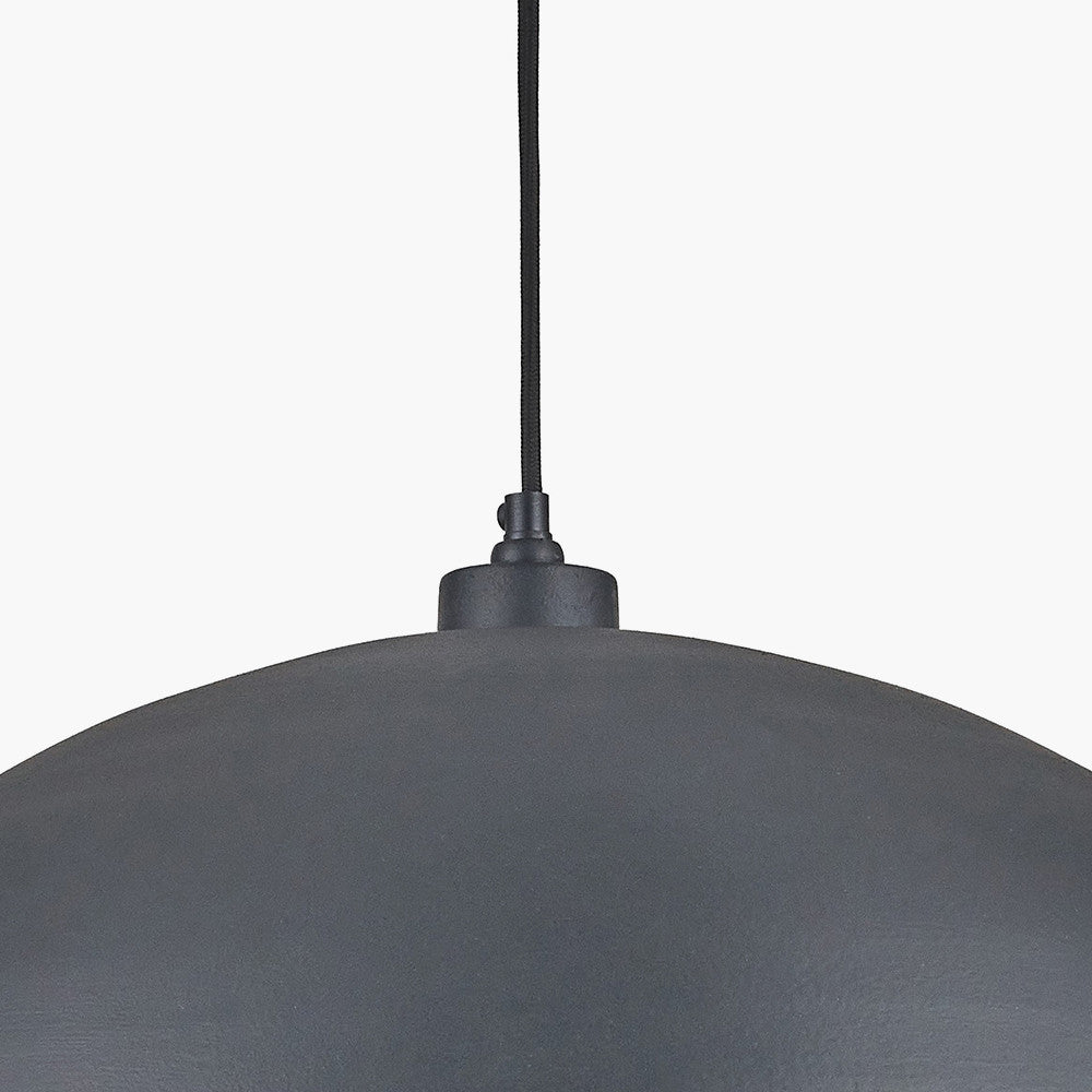 Anders Matt Black and Silver Leaf Metal Dome Pendant