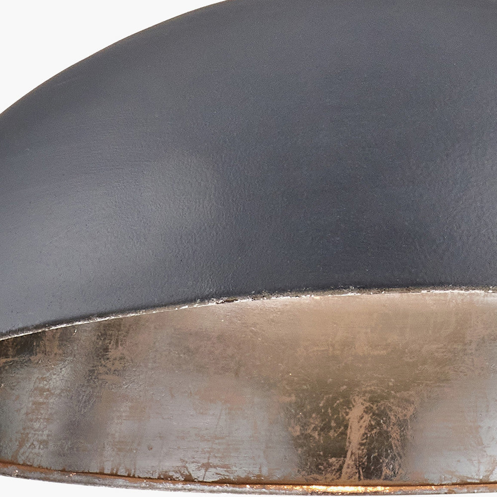 Anders Matt Black and Silver Leaf Metal Dome Pendant