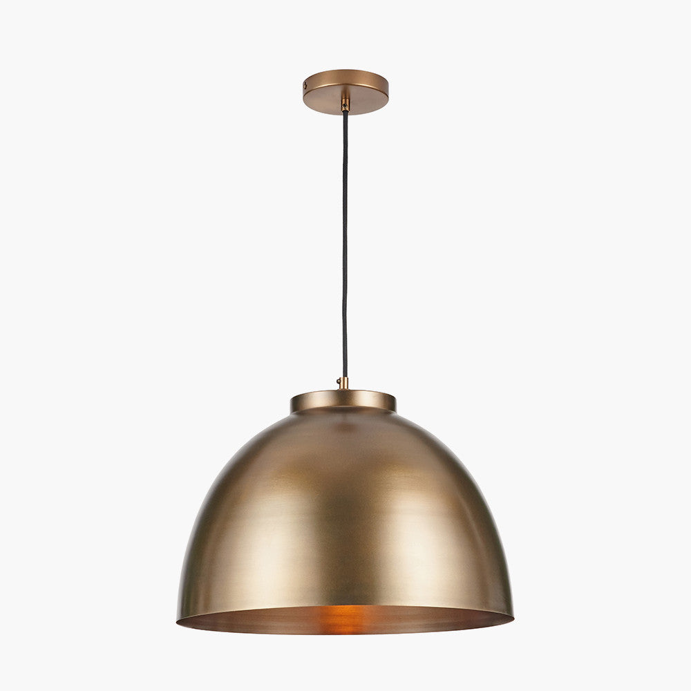 Harlem Antique Brass Domed Metal Pendant
