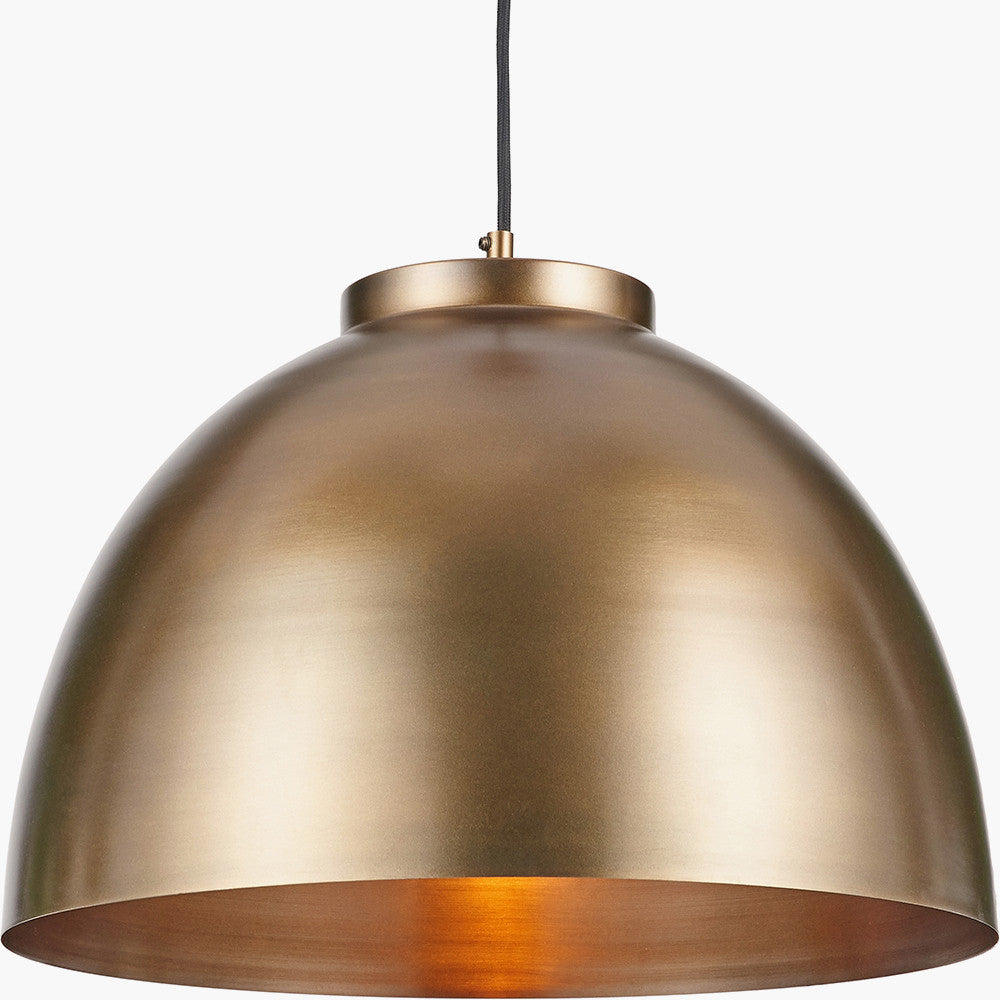 Harlem Antique Brass Domed Metal Pendant