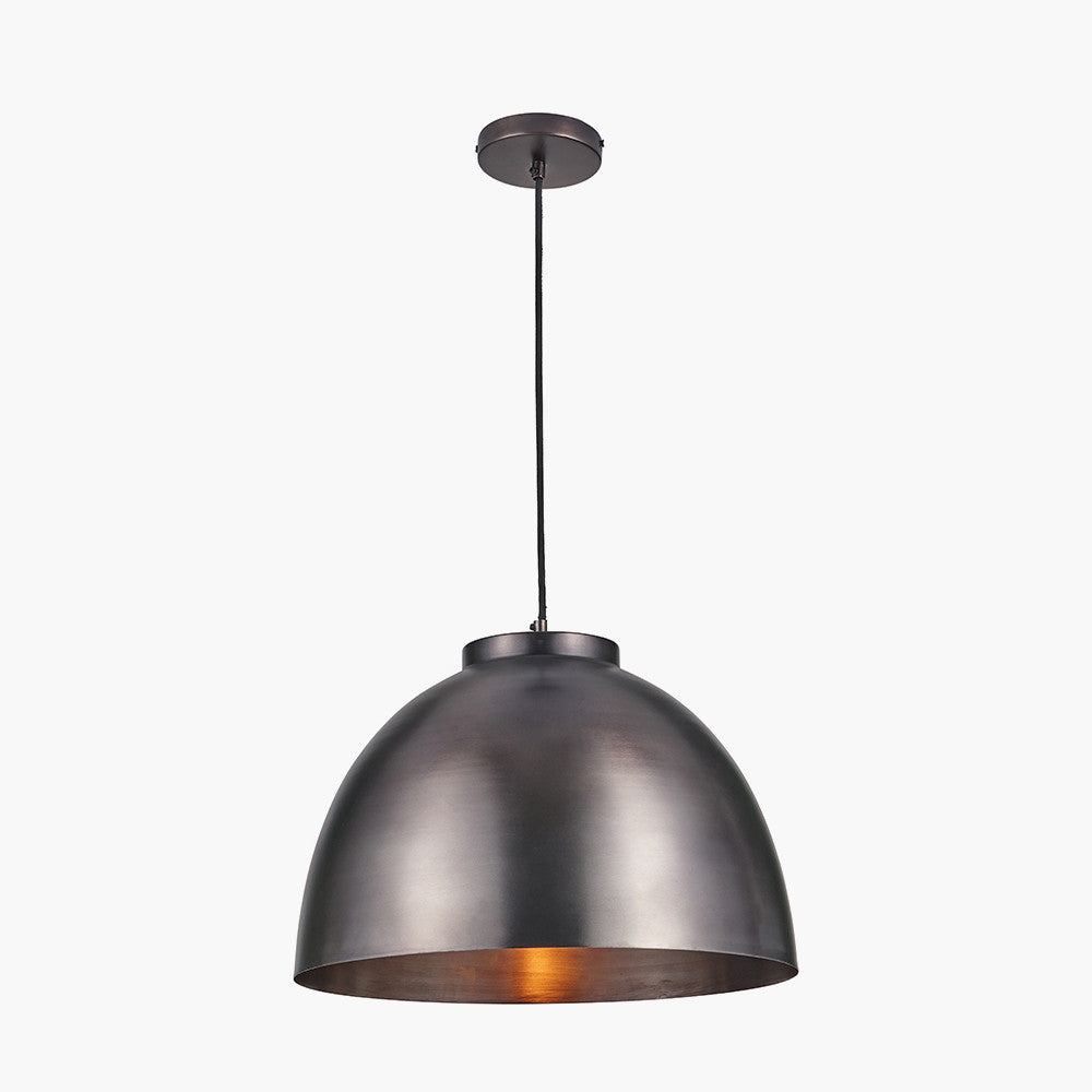 Harlem Antique Bronze Domed Metal Pendant