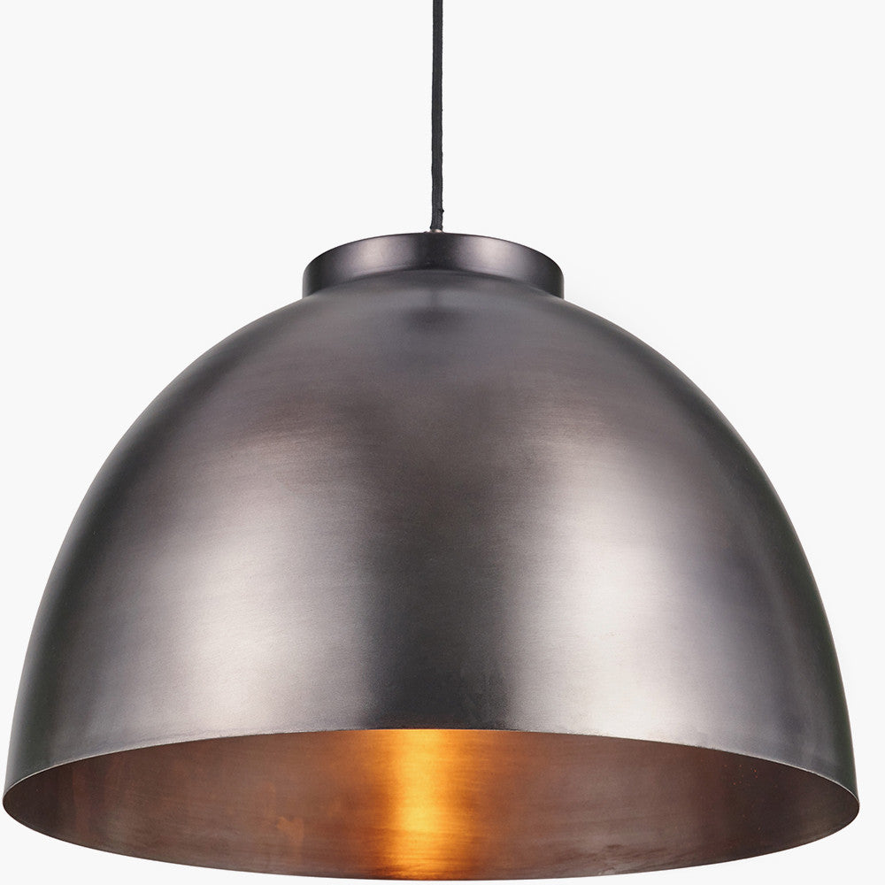 Harlem Antique Bronze Domed Metal Pendant