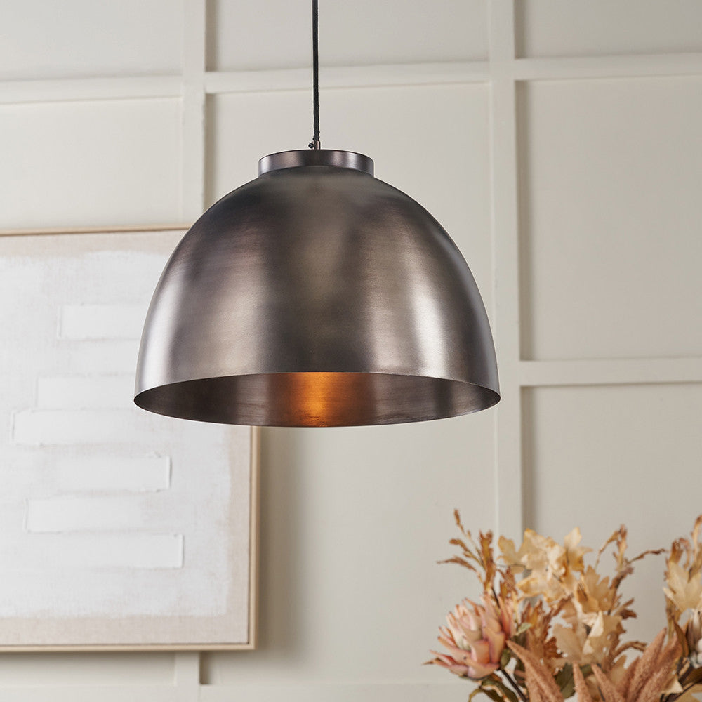 Harlem Antique Bronze Domed Metal Pendant