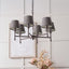 Piero Antique Bronze Metal 6 Arm Pendant with Pelham 15cm Grey Handloom Tapered Candle Clip Lampshade