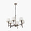 Piero Antique Bronze Metal 6 Arm Pendant with Pelham 15cm White Handloom Tapered Candle Clip Lampshades