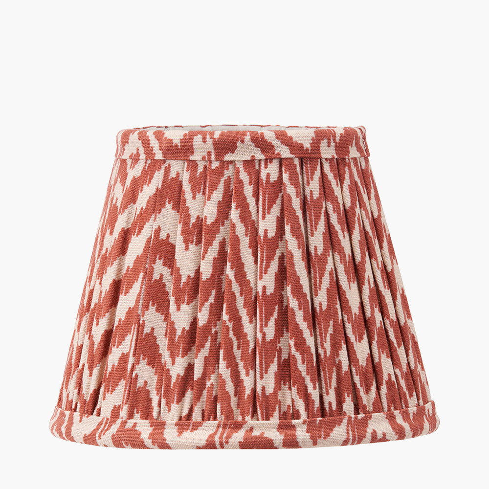 Piero Antique Bronze Metal 6 Arm Pendant with Vienna 16cm Red Chevron Mushroom Pleat Lampshade
