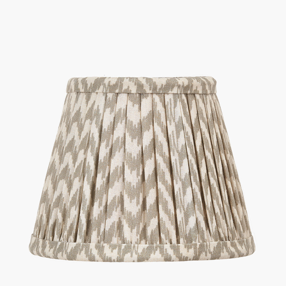 Piero Antique Bronze Metal 6 Arm Pendant with Vienna 16cm Taupe Chevron Mushroom Pleat Lampshade