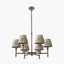 Piero Antique Bronze Metal 6 Arm Pendant with Vienna 16cm Taupe Chevron Mushroom Pleat Lampshade