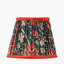 Piero Antique Bronze Metal 6 Arm Pendant with Floressa 16cm Red Floral Patterned Mushroom Pleat Tapered Lamp Shade