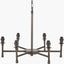 Piero Antique Bronze Metal 6 Arm Pendant with Kamilah 16cm Blue Chevron Patterned Mushroom Pleat Tapered Lamp Shade