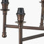 Piero Antique Bronze Metal 6 Arm Pendant with Kamilah 16cm Blue Chevron Patterned Mushroom Pleat Tapered Lamp Shade