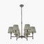 Piero Antique Bronze Metal 6 Arm Pendant with Ornella 16cm Green Floral Design Mushroom Pleat Tapered Lamp Shade