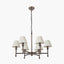Piero Antique Bronze Metal 6 Arm Pendant with Garbo 15cm Cream Silk Mix Pinch Pleat Tapered Candle Clip Lampshades