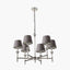 Salvatore Antique Silver Metal 6 Arm Pendant with Pelham 15cm Grey Handloom Tapered Candle Clip Lampshade