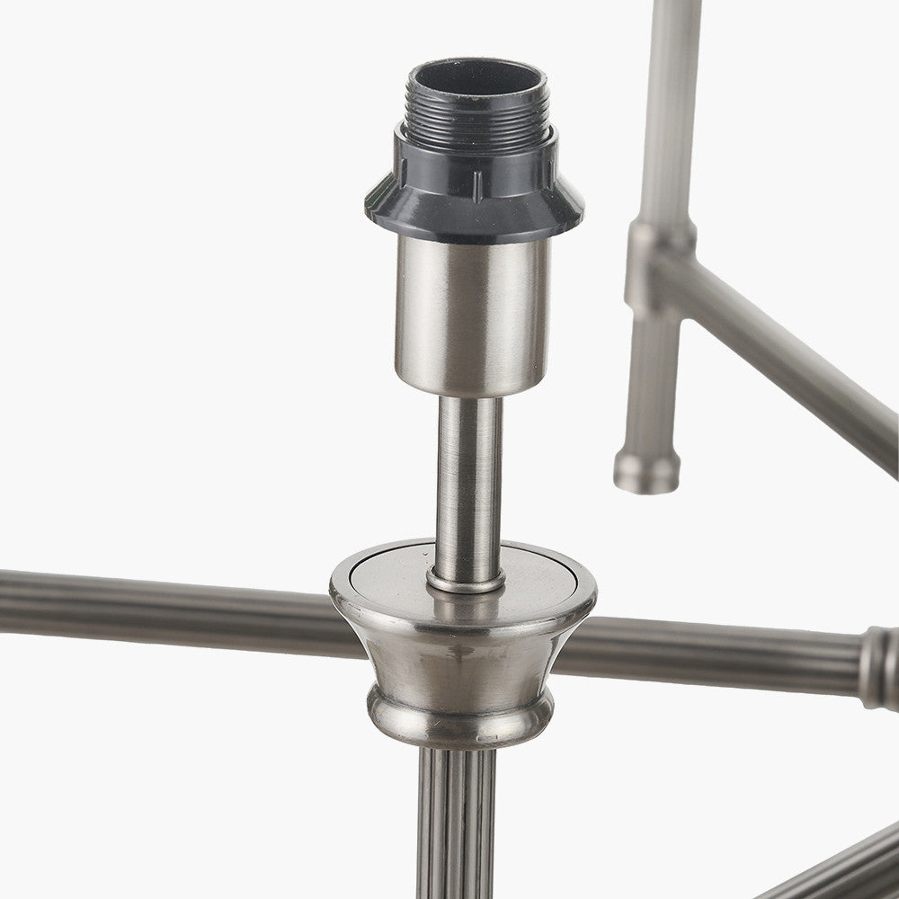 Salvatore Antique Silver Metal 6 Arm Pendant with Pelham 15cm Taupe Handloom Tapered Candle Clip Lampshades