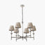 Salvatore Antique Silver Metal 6 Arm Pendant with Vienna 14cm Taupe Chevron Tall Taper Mushroom Pleat Candle Clip Lampshade