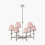 Salvatore Antique Silver Metal 6 Arm Pendant with Thiago 16cm Cinnamon Stripe Mushroom Pleat Tapered Lampshade