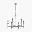 Salvatore Antique Silver Metal 6 Arm Pendant with Thiago 16cm Ocean Blue Stripe Mushroom Pleat Tapered Lampshade