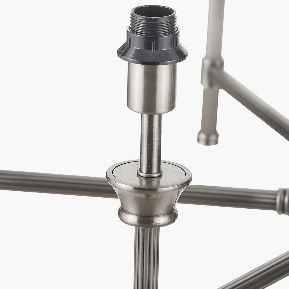 Salvatore Antique Silver Metal 6 Arm Pendant with Seychelles 15cm Cream Slubby Cotton Empire Lampshade