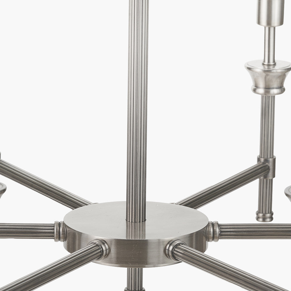 Salvatore Antique Silver Metal 6 Arm Pendant with Seychelles 15cm Cream Slubby Cotton Empire Lampshade