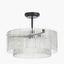 Clara Ribbed Glass Black Metal Round Pendant