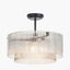 Clara Ribbed Glass Black Metal Round Pendant